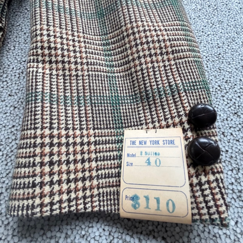 Clipper Craft NY Store 60-70's Blazer 40R Brown Plaid NWT Deadstock Academia - Picture 11 of 12